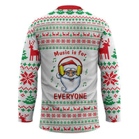 Funny Santa Music Is For Everyone Christmas Hockey Jersey Xmas Holiday Patterns - Wonder Print Shop