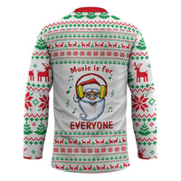 Funny Santa Music Is For Everyone Christmas Hockey Jersey Xmas Holiday Patterns - Wonder Print Shop