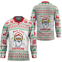 Funny Santa Music Is For Everyone Christmas Hockey Jersey Xmas Holiday Patterns - Wonder Print Shop