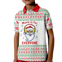 Funny Santa Music Is For Everyone Christmas Kid Polo Shirt Xmas Holiday Patterns - Wonder Print Shop