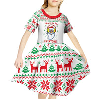 Funny Santa Music Is For Everyone Christmas Kid Short Sleeve Dress Xmas Holiday Patterns - Wonder Print Shop