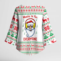 Funny Santa Music Is For Everyone Christmas Kimono Sleeve Blouse Xmas Holiday Patterns - Wonder Print Shop