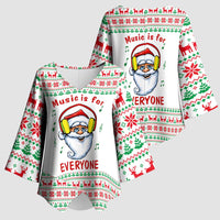Funny Santa Music Is For Everyone Christmas Kimono Sleeve Blouse Xmas Holiday Patterns - Wonder Print Shop