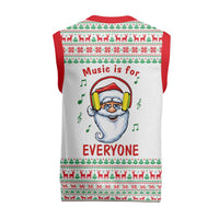 Funny Santa Music Is For Everyone Christmas Knitted V-Neck Vest Xmas Holiday Patterns - Wonder Print Shop