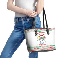 Funny Santa Music Is For Everyone Christmas Leather Tote Bag Xmas Holiday Patterns - Wonder Print Shop