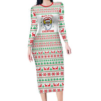 Funny Santa Music Is For Everyone Christmas Long Sleeve Bodycon Dress Xmas Holiday Patterns - Wonder Print Shop