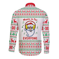 Funny Santa Music Is For Everyone Christmas Long Sleeve Button Shirt Xmas Holiday Patterns - Wonder Print Shop