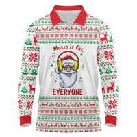 Funny Santa Music Is For Everyone Christmas Long Sleeve Polo Shirt Xmas Holiday Patterns - Wonder Print Shop