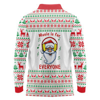 Funny Santa Music Is For Everyone Christmas Long Sleeve Polo Shirt Xmas Holiday Patterns - Wonder Print Shop