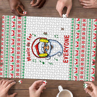 Funny Santa Music Is For Everyone Christmas Puzzle Xmas Holiday Patterns - Wonder Print Shop