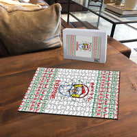 Funny Santa Music Is For Everyone Christmas Puzzle Xmas Holiday Patterns - Wonder Print Shop