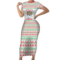 Funny Santa Music Is For Everyone Christmas Short Sleeve Bodycon Dress Xmas Holiday Patterns - Wonder Print Shop