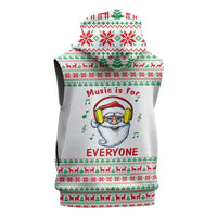 Funny Santa Music Is For Everyone Christmas Sleeveless Zip Hoodie Xmas Holiday Patterns - Wonder Print Shop