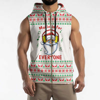 Funny Santa Music Is For Everyone Christmas Sleeveless Zip Hoodie Xmas Holiday Patterns - Wonder Print Shop