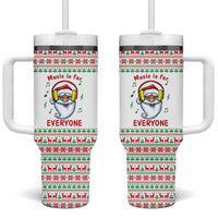 Funny Santa Music Is For Everyone Christmas Tumbler With Handle Xmas Holiday Patterns - Wonder Print Shop