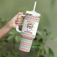 Funny Santa Music Is For Everyone Christmas Tumbler With Handle Xmas Holiday Patterns - Wonder Print Shop