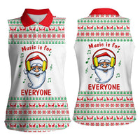 Funny Santa Music Is For Everyone Christmas Women Sleeveless Polo Shirt Xmas Holiday Patterns - Wonder Print Shop