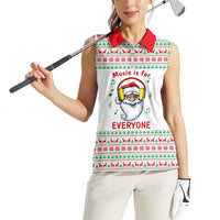 Funny Santa Music Is For Everyone Christmas Women Sleeveless Polo Shirt Xmas Holiday Patterns - Wonder Print Shop
