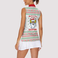 Funny Santa Music Is For Everyone Christmas Women Sleeveless Polo Shirt Xmas Holiday Patterns - Wonder Print Shop
