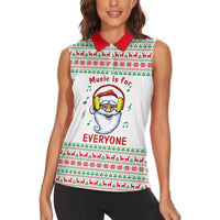 Funny Santa Music Is For Everyone Christmas Women Sleeveless Polo Shirt Xmas Holiday Patterns - Wonder Print Shop