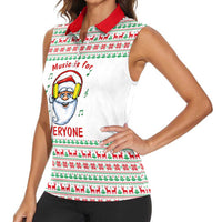 Funny Santa Music Is For Everyone Christmas Women Sleeveless Polo Shirt Xmas Holiday Patterns - Wonder Print Shop