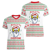 Funny Santa Music Is For Everyone Christmas Women V-Neck T-Shirt Xmas Holiday Patterns - Wonder Print Shop