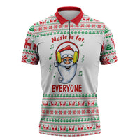Funny Santa Music Is For Everyone Christmas Zipper Polo Shirt Xmas Holiday Patterns - Wonder Print Shop