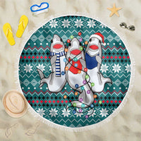 Funny Shark Christmas Beach Blanket Xmas Holiday Patterns - Wonder Print Shop