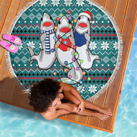 Funny Shark Christmas Beach Blanket Xmas Holiday Patterns - Wonder Print Shop