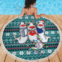Funny Shark Christmas Beach Blanket Xmas Holiday Patterns - Wonder Print Shop