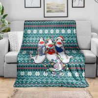 Funny Shark Christmas Blanket Xmas Holiday Patterns - Wonder Print Shop