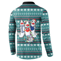 Funny Shark Christmas Button Sweatshirt Xmas Holiday Patterns - Wonder Print Shop