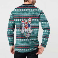 Funny Shark Christmas Button Sweatshirt Xmas Holiday Patterns - Wonder Print Shop