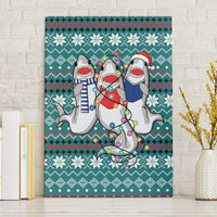 Funny Shark Christmas Canvas Wall Art Xmas Holiday Patterns - Wonder Print Shop