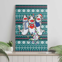 Funny Shark Christmas Canvas Wall Art Xmas Holiday Patterns - Wonder Print Shop
