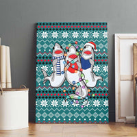 Funny Shark Christmas Canvas Wall Art Xmas Holiday Patterns - Wonder Print Shop