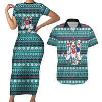 Funny Shark Christmas Couples Matching Short Sleeve Bodycon Dress and Hawaiian Shirt Xmas Holiday Patterns - Wonder Print Shop