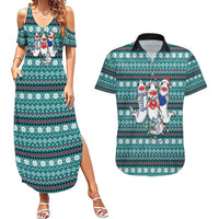 Funny Shark Christmas Couples Matching Summer Maxi Dress and Hawaiian Shirt Xmas Holiday Patterns - Wonder Print Shop