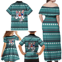 Funny Shark Christmas Family Matching Off Shoulder Maxi Dress and Hawaiian Shirt Xmas Holiday Patterns - Wonder Print Shop