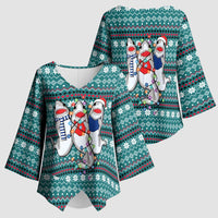 Funny Shark Christmas Kimono Sleeve Blouse Xmas Holiday Patterns - Wonder Print Shop