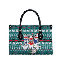 Funny Shark Christmas Leather Bag Xmas Holiday Patterns - Wonder Print Shop