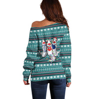 Funny Shark Christmas Off Shoulder Sweater Xmas Holiday Patterns - Wonder Print Shop