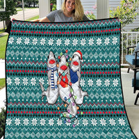 Funny Shark Christmas Quilt Xmas Holiday Patterns - Wonder Print Shop