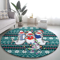 Funny Shark Christmas Round Carpet Xmas Holiday Patterns - Wonder Print Shop