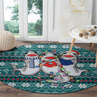 Funny Shark Christmas Round Carpet Xmas Holiday Patterns - Wonder Print Shop