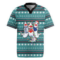 Funny Shark Christmas Rugby Jersey Xmas Holiday Patterns - Wonder Print Shop