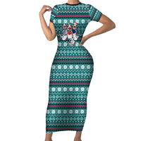 Funny Shark Christmas Short Sleeve Bodycon Dress Xmas Holiday Patterns - Wonder Print Shop