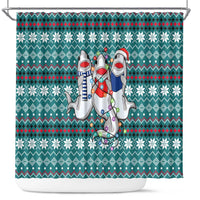 Funny Shark Christmas Shower Curtain Xmas Holiday Patterns - Wonder Print Shop