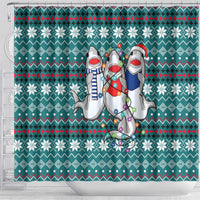 Funny Shark Christmas Shower Curtain Xmas Holiday Patterns - Wonder Print Shop