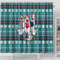 Funny Shark Christmas Shower Curtain Xmas Holiday Patterns - Wonder Print Shop